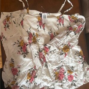 Torrid Floral Smocked Blouse - Pink and Yellow